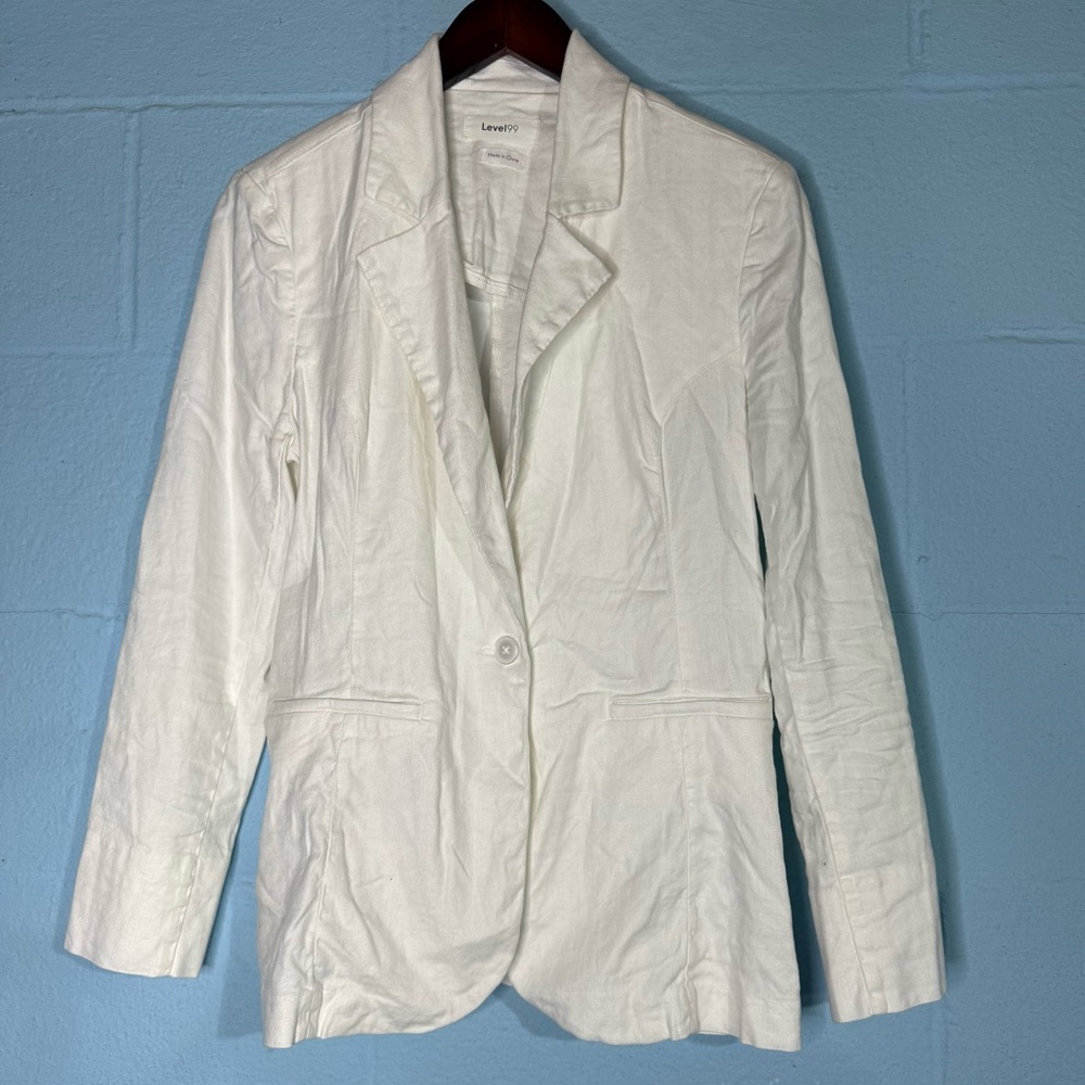Level 99 White Linen Blend Blazer